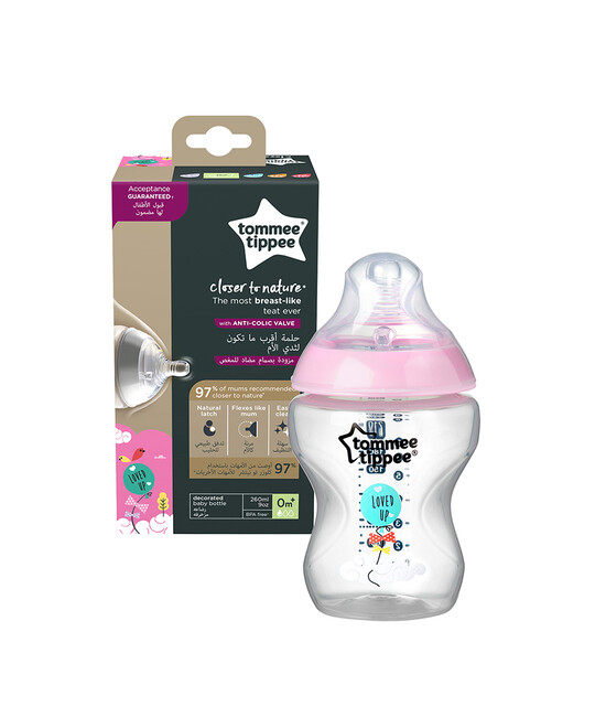 Tommee Tippee Closer to Nature 1x260ml Easi-Vent™ Decorative Feeding Bottle - Girl image number 2